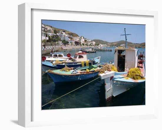 Fishing Boats in the Harbor at Skala on Patmos, Dodecanese Islands, Greek Islands, Greece, Europe-Ken Gillham-Framed Photographic Print