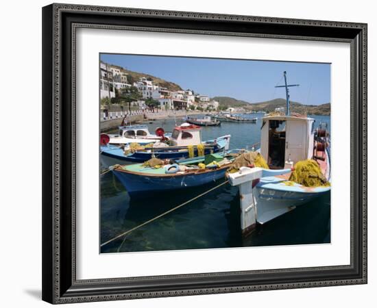 Fishing Boats in the Harbor at Skala on Patmos, Dodecanese Islands, Greek Islands, Greece, Europe-Ken Gillham-Framed Photographic Print