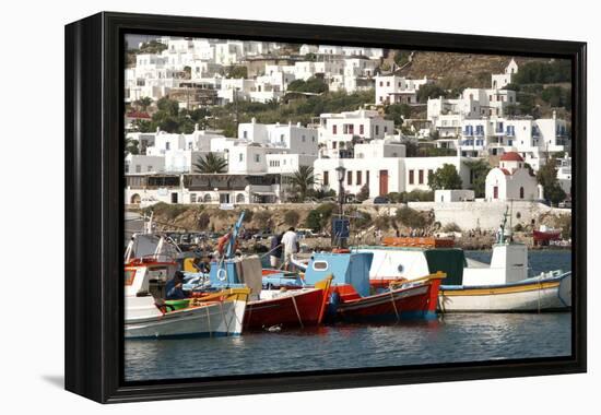 Fishing Boats in the Harbor of Chora, Mykonos, Greece-David Noyes-Framed Premier Image Canvas