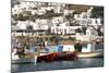 Fishing Boats in the Harbor of Chora, Mykonos, Greece-David Noyes-Mounted Photographic Print