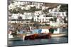 Fishing Boats in the Harbor of Chora, Mykonos, Greece-David Noyes-Mounted Photographic Print