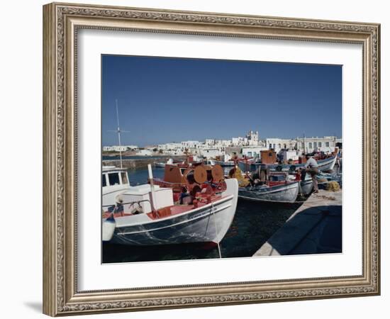 Fishing Boats in the Harbour at Naoussa on Paros, Cyclades Islands, Greek Islands, Greece, Europe-Thouvenin Guy-Framed Photographic Print