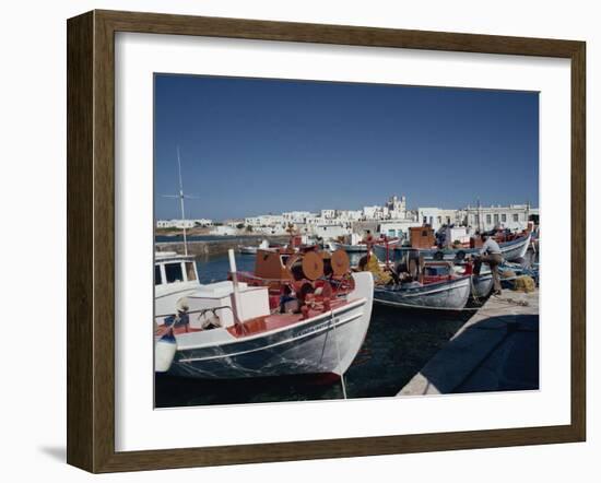 Fishing Boats in the Harbour at Naoussa on Paros, Cyclades Islands, Greek Islands, Greece, Europe-Thouvenin Guy-Framed Photographic Print