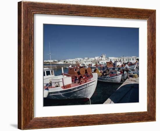 Fishing Boats in the Harbour at Naoussa on Paros, Cyclades Islands, Greek Islands, Greece, Europe-Thouvenin Guy-Framed Photographic Print