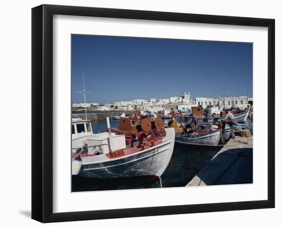 Fishing Boats in the Harbour at Naoussa on Paros, Cyclades Islands, Greek Islands, Greece, Europe-Thouvenin Guy-Framed Photographic Print