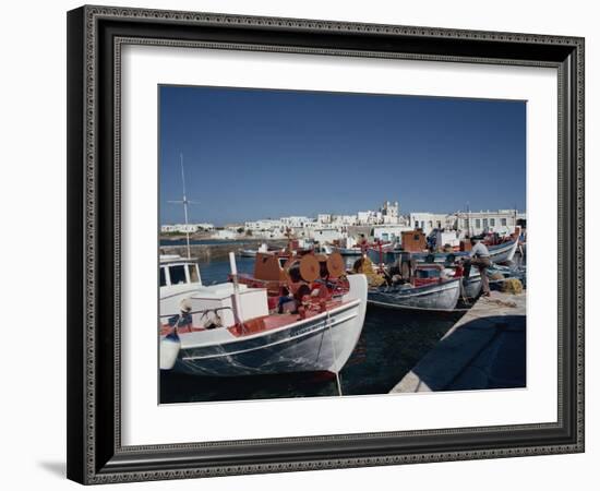 Fishing Boats in the Harbour at Naoussa on Paros, Cyclades Islands, Greek Islands, Greece, Europe-Thouvenin Guy-Framed Photographic Print