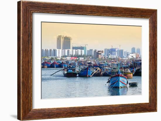 Fishing boats in the harbour in Danang, Quang Nam, Vietnam, Indochina, Southeast Asia, Asia-Alex Robinson-Framed Photographic Print