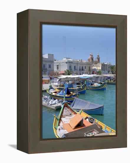 Fishing Boats in the Harbour, Marsaxlokk, Malta-Peter Thompson-Framed Premier Image Canvas