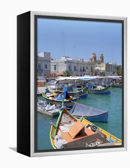 Fishing Boats in the Harbour, Marsaxlokk, Malta-Peter Thompson-Framed Premier Image Canvas