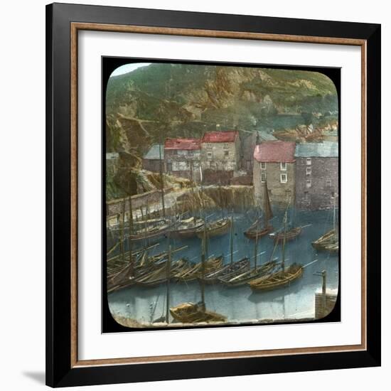 Fishing Boats in the Harbour, Polperro, Cornwall, Late 19th or Early 20th Century-null-Framed Giclee Print