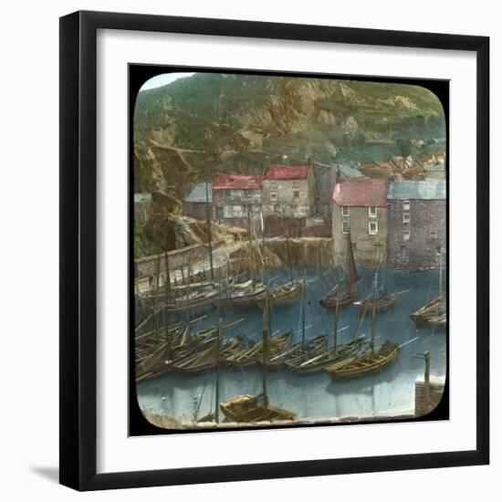 Fishing Boats in the Harbour, Polperro, Cornwall, Late 19th or Early 20th Century-null-Framed Giclee Print