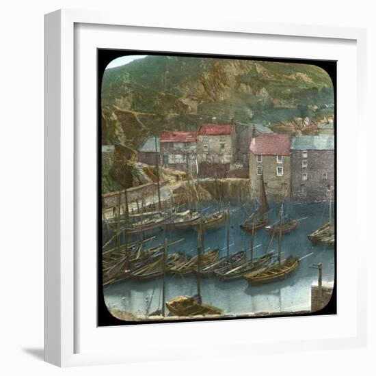 Fishing Boats in the Harbour, Polperro, Cornwall, Late 19th or Early 20th Century-null-Framed Giclee Print