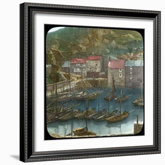 Fishing Boats in the Harbour, Polperro, Cornwall, Late 19th or Early 20th Century-null-Framed Giclee Print