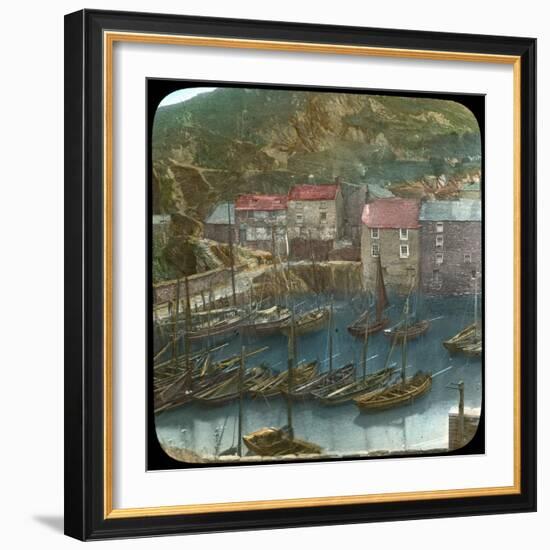 Fishing Boats in the Harbour, Polperro, Cornwall, Late 19th or Early 20th Century-null-Framed Giclee Print