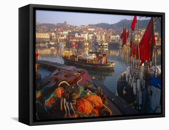 Fishing Boats in the Harbour, Whitby, North Yorkshire, England-Paul Harris-Framed Premier Image Canvas