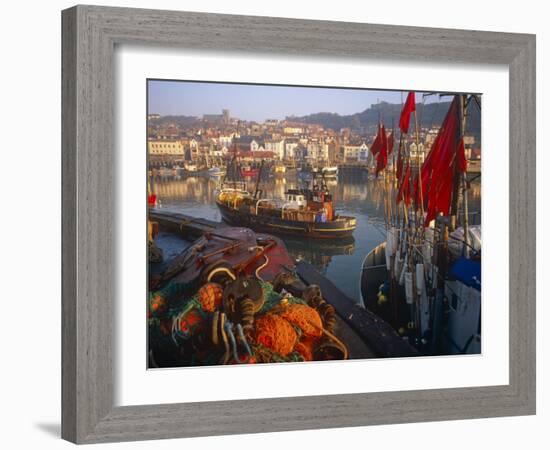 Fishing Boats in the Harbour, Whitby, North Yorkshire, England-Paul Harris-Framed Photographic Print