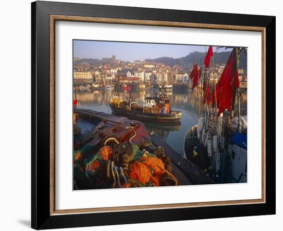 Fishing Boats in the Harbour, Whitby, North Yorkshire, England-Paul Harris-Framed Photographic Print