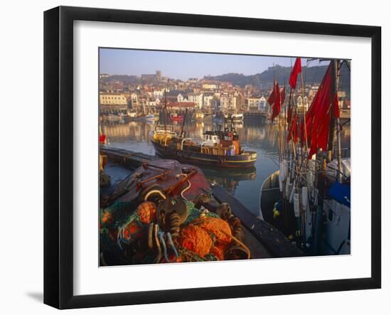 Fishing Boats in the Harbour, Whitby, North Yorkshire, England-Paul Harris-Framed Photographic Print