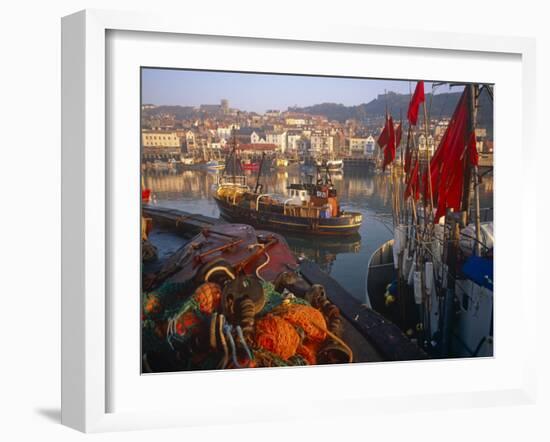 Fishing Boats in the Harbour, Whitby, North Yorkshire, England-Paul Harris-Framed Photographic Print