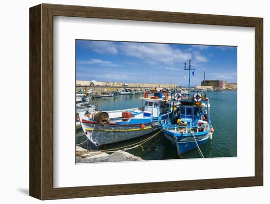 Fishing Boats in the Old Harbour of Heraklion, Crete, Greek Islands, Greece-Michael Runkel-Framed Photographic Print