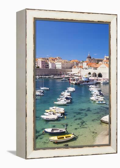 Fishing boats in the Old Port, Dubrovnik Old Town, UNESCO World Heritage Site, Dubrovnik, Dalmatian-Neale Clark-Framed Premier Image Canvas