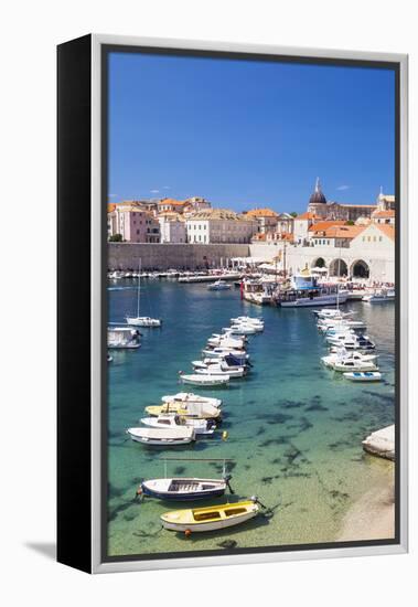 Fishing boats in the Old Port, Dubrovnik Old Town, UNESCO World Heritage Site, Dubrovnik, Dalmatian-Neale Clark-Framed Premier Image Canvas