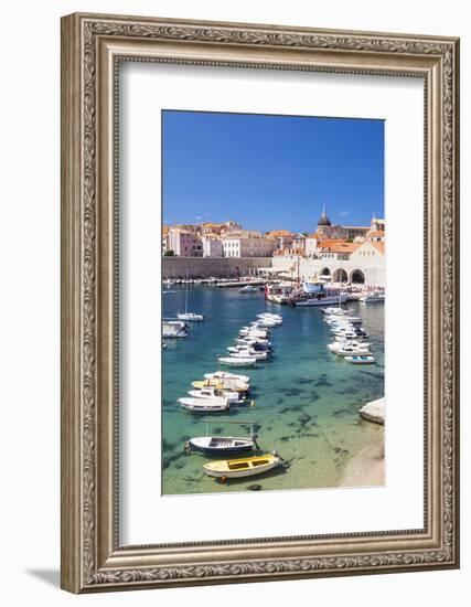 Fishing boats in the Old Port, Dubrovnik Old Town, UNESCO World Heritage Site, Dubrovnik, Dalmatian-Neale Clark-Framed Photographic Print