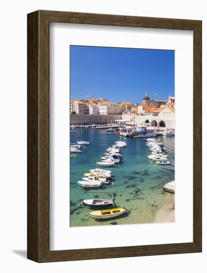 Fishing boats in the Old Port, Dubrovnik Old Town, UNESCO World Heritage Site, Dubrovnik, Dalmatian-Neale Clark-Framed Photographic Print