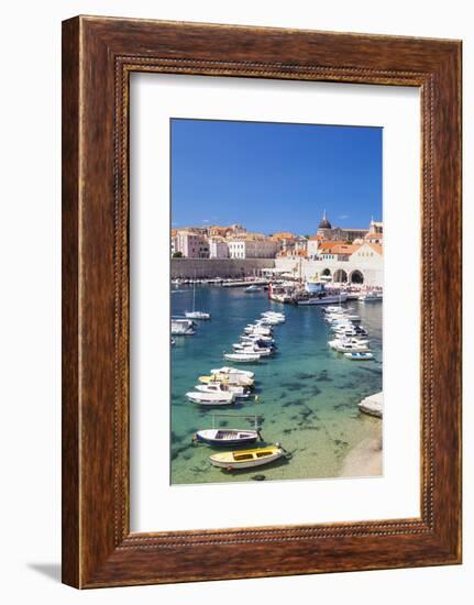 Fishing boats in the Old Port, Dubrovnik Old Town, UNESCO World Heritage Site, Dubrovnik, Dalmatian-Neale Clark-Framed Photographic Print