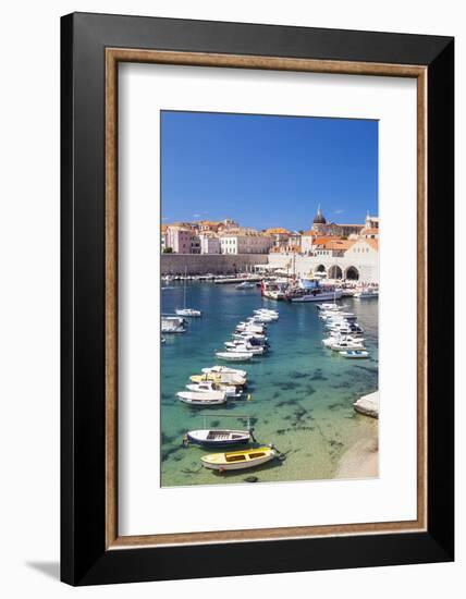 Fishing boats in the Old Port, Dubrovnik Old Town, UNESCO World Heritage Site, Dubrovnik, Dalmatian-Neale Clark-Framed Photographic Print