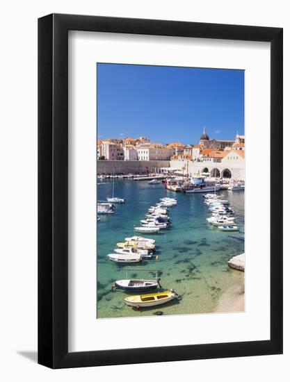 Fishing boats in the Old Port, Dubrovnik Old Town, UNESCO World Heritage Site, Dubrovnik, Dalmatian-Neale Clark-Framed Photographic Print