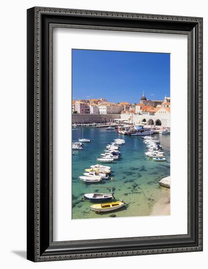 Fishing boats in the Old Port, Dubrovnik Old Town, UNESCO World Heritage Site, Dubrovnik, Dalmatian-Neale Clark-Framed Photographic Print