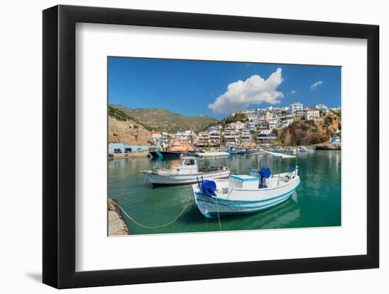 Fishing boats in the port of Agia Galini, South Coast, Crete, Greek Islands, Greece, Europe-Markus Lange-Framed Photographic Print