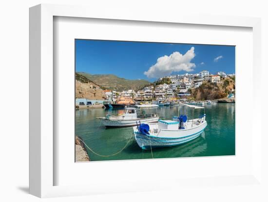 Fishing boats in the port of Agia Galini, South Coast, Crete, Greek Islands, Greece, Europe-Markus Lange-Framed Photographic Print