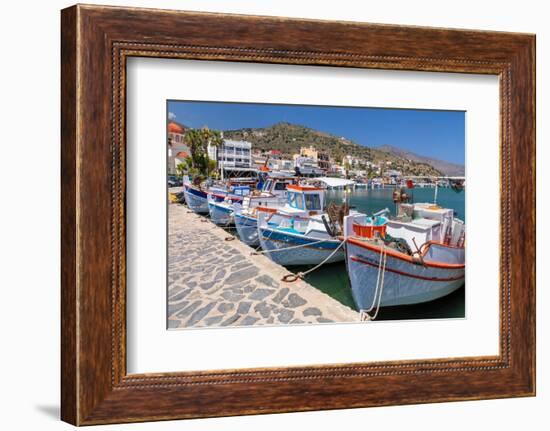 Fishing boats in the port of Elounda, Mirabello Gulf, Lasithi, Crete, Greek Islands, Greece, Europe-Markus Lange-Framed Photographic Print