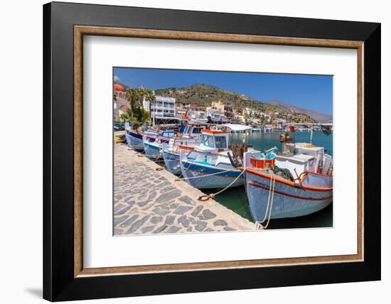 Fishing boats in the port of Elounda, Mirabello Gulf, Lasithi, Crete, Greek Islands, Greece, Europe-Markus Lange-Framed Photographic Print