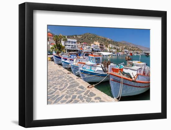 Fishing boats in the port of Elounda, Mirabello Gulf, Lasithi, Crete, Greek Islands, Greece, Europe-Markus Lange-Framed Photographic Print