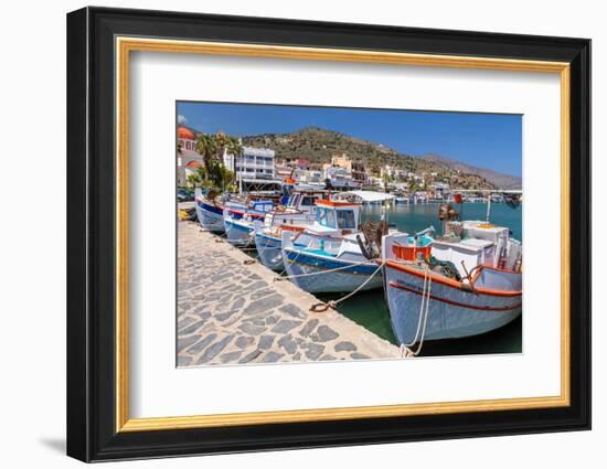 Fishing boats in the port of Elounda, Mirabello Gulf, Lasithi, Crete, Greek Islands, Greece, Europe-Markus Lange-Framed Photographic Print