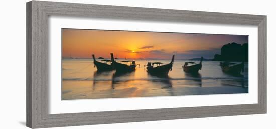 Fishing Boats in the Sea, Railay Beach, Krabi, Krabi Province, Thailand-null-Framed Photographic Print