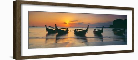 Fishing Boats in the Sea, Railay Beach, Krabi, Krabi Province, Thailand-null-Framed Photographic Print