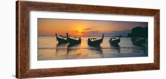 Fishing Boats in the Sea, Railay Beach, Krabi, Krabi Province, Thailand-null-Framed Photographic Print