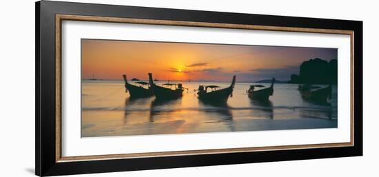 Fishing Boats in the Sea, Railay Beach, Krabi, Krabi Province, Thailand-null-Framed Photographic Print