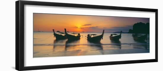 Fishing Boats in the Sea, Railay Beach, Krabi, Krabi Province, Thailand-null-Framed Photographic Print