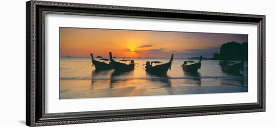 Fishing Boats in the Sea, Railay Beach, Krabi, Krabi Province, Thailand-null-Framed Photographic Print