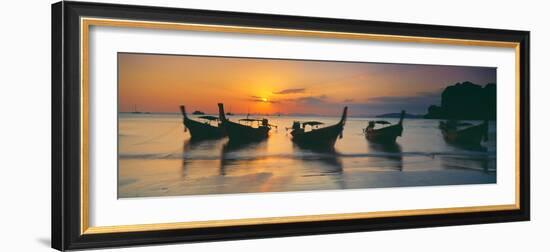Fishing Boats in the Sea, Railay Beach, Krabi, Krabi Province, Thailand--Framed Photographic Print