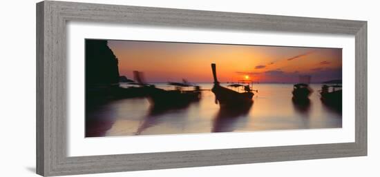 Fishing Boats in the Sea, Railay Beach, Krabi, Krabi Province, Thailand-null-Framed Photographic Print