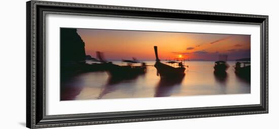 Fishing Boats in the Sea, Railay Beach, Krabi, Krabi Province, Thailand-null-Framed Photographic Print