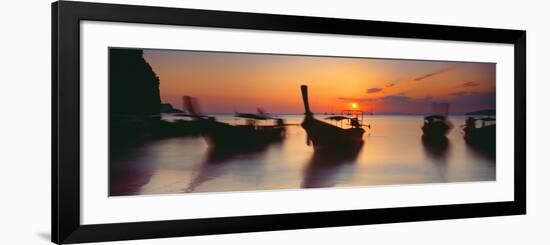 Fishing Boats in the Sea, Railay Beach, Krabi, Krabi Province, Thailand-null-Framed Photographic Print