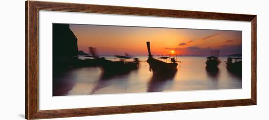 Fishing Boats in the Sea, Railay Beach, Krabi, Krabi Province, Thailand-null-Framed Photographic Print