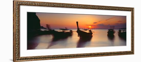 Fishing Boats in the Sea, Railay Beach, Krabi, Krabi Province, Thailand-null-Framed Photographic Print